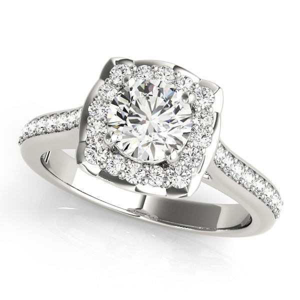 Single Row Halo Engagement Ring