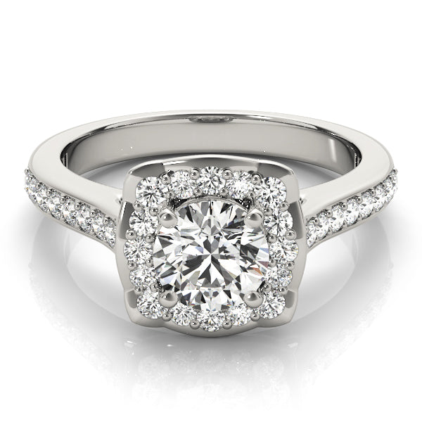 Single Row Halo Engagement Ring
