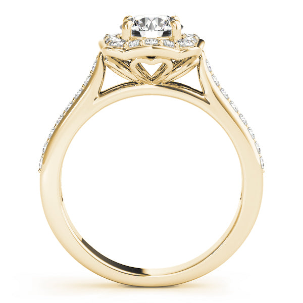 Single Row Halo Engagement Ring