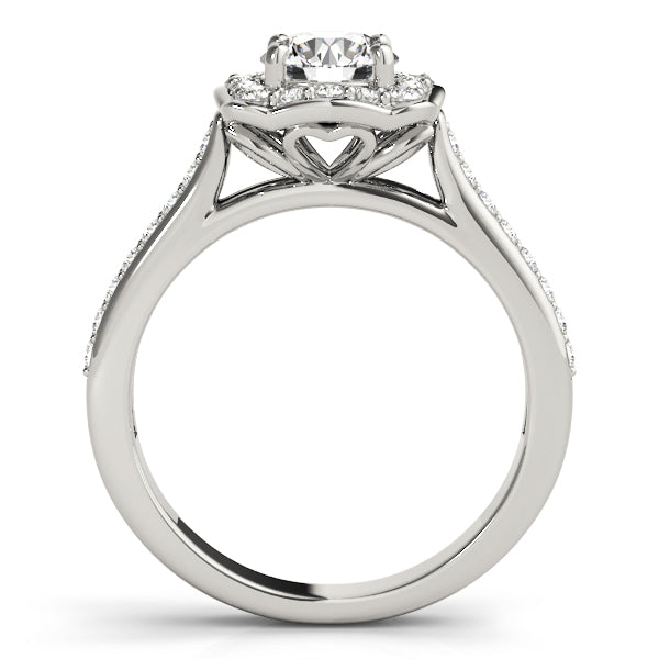 Single Row Halo Engagement Ring