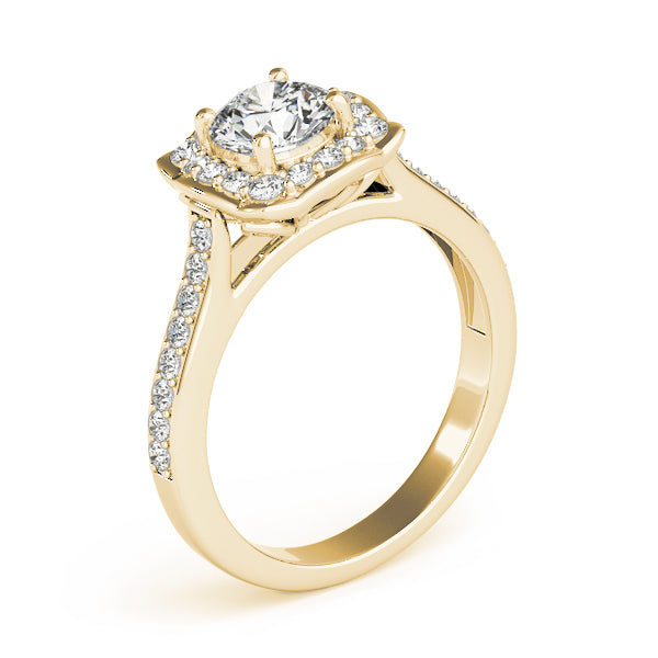 Single Row Halo Engagement Ring