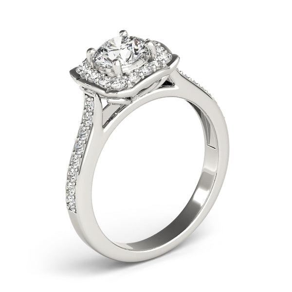 Single Row Halo Engagement Ring