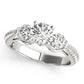 Vintage 3-Stone Pavé Hidden Halo Engagement Ring