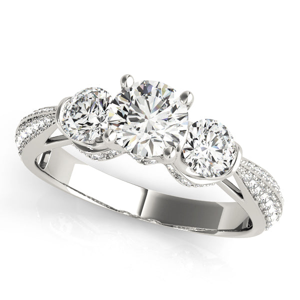 Vintage 3-Stone Pavé Hidden Halo Engagement Ring