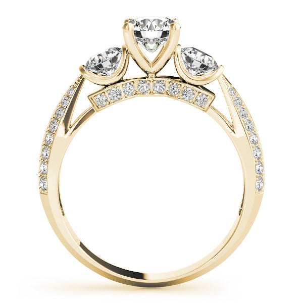 Vintage 3-Stone Pavé Hidden Halo Engagement Ring