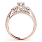 Vintage 3-Stone Pavé Hidden Halo Engagement Ring