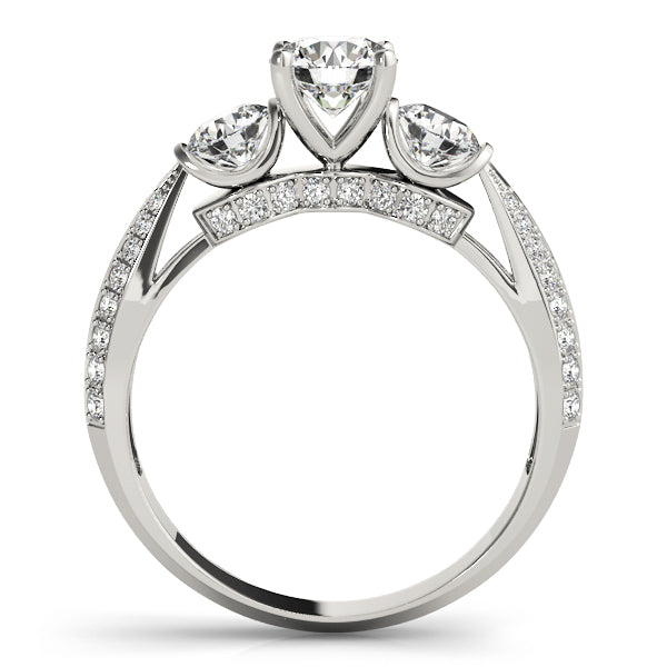 Vintage 3-Stone Pavé Hidden Halo Engagement Ring