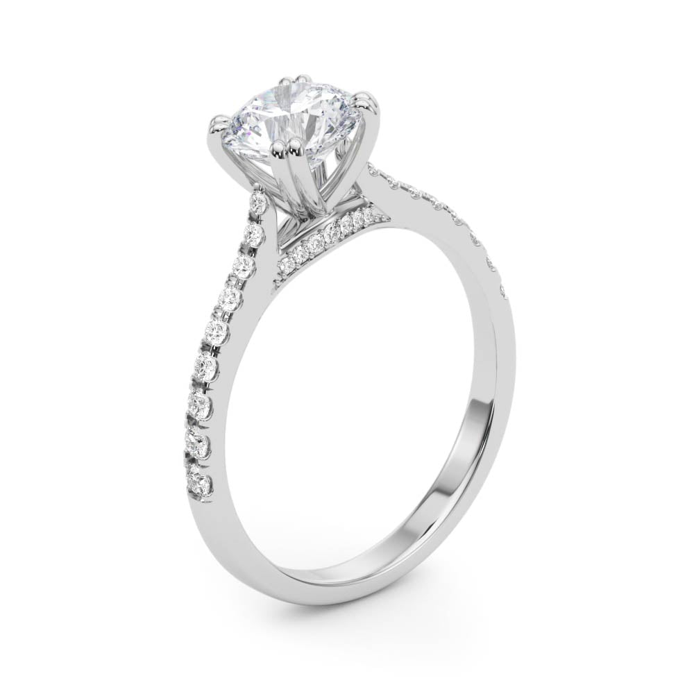Double Prong Hidden Halo Engagement Ring