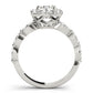 Scalloped Shape Round Halo Engagement Ring