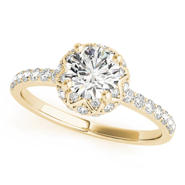Vintage Single Row Halo Engagement Ring