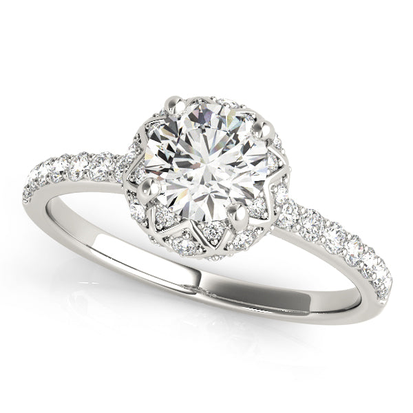 Vintage Single Row Halo Engagement Ring