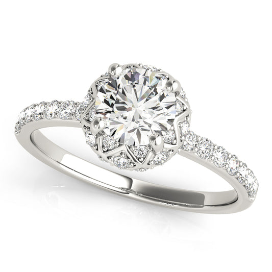Vintage Single Row Halo Engagement Ring