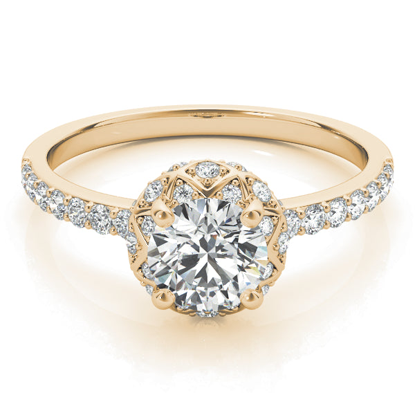 Vintage Single Row Halo Engagement Ring