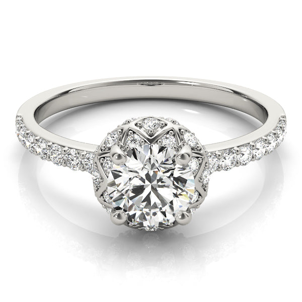 Vintage Single Row Halo Engagement Ring