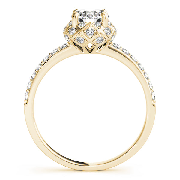 Vintage Single Row Halo Engagement Ring