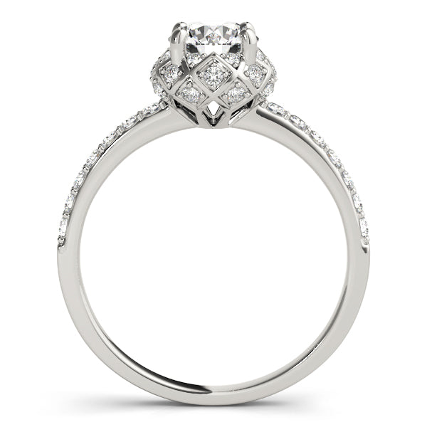 Vintage Single Row Halo Engagement Ring