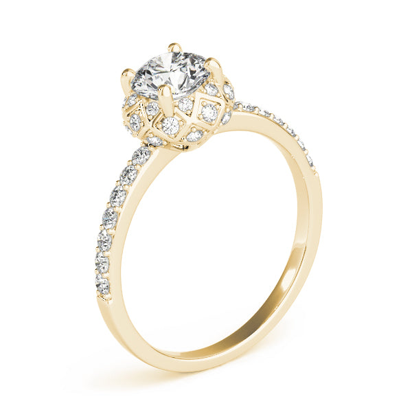 Vintage Single Row Halo Engagement Ring