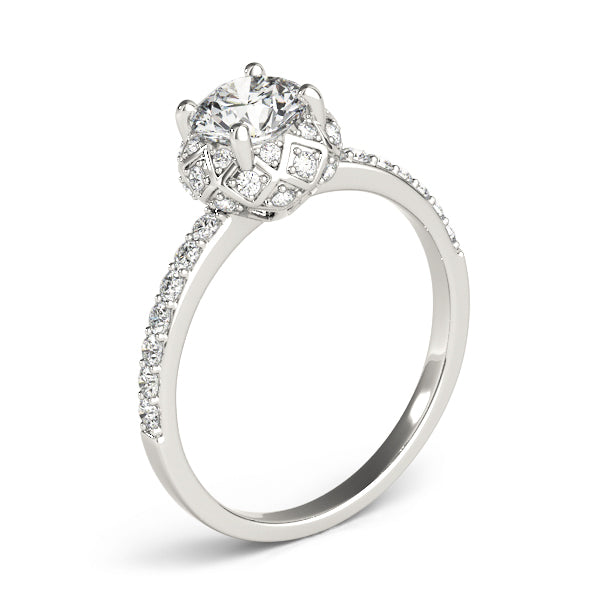 Vintage Single Row Halo Engagement Ring