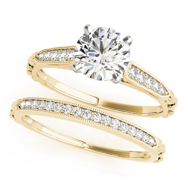 Vintage Inspired Single Row Engagement Ring