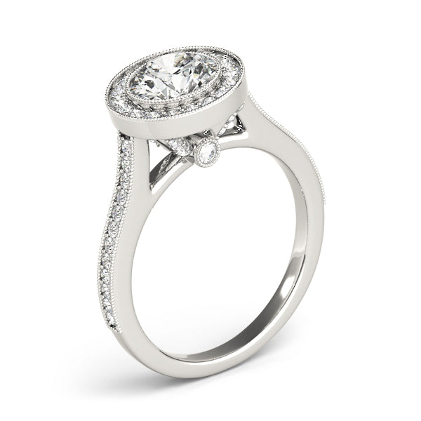 Antique Style Milgrain Halo Engagement Rings