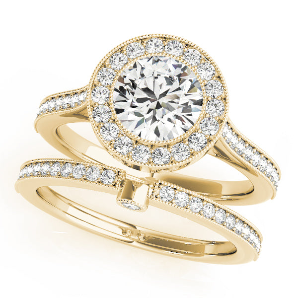 Antique Style Milgrain Halo Engagement Rings