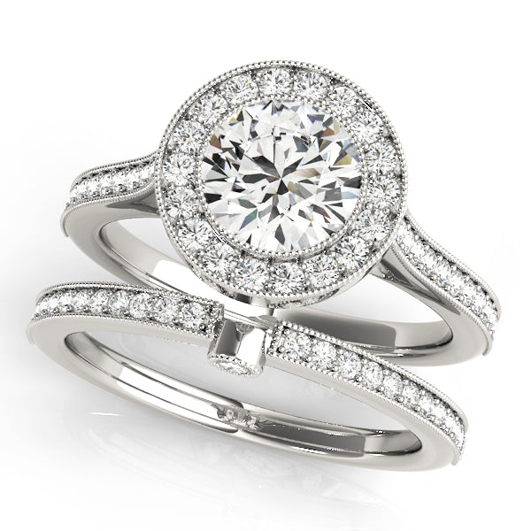 Antique Style Milgrain Halo Engagement Rings