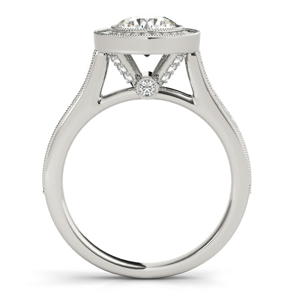 Antique Style Milgrain Halo Engagement Rings