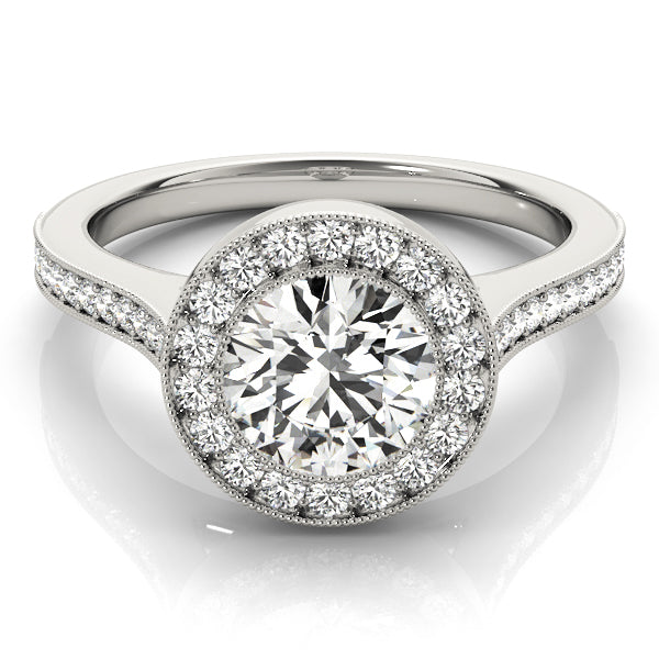 Antique Style Milgrain Halo Engagement Rings