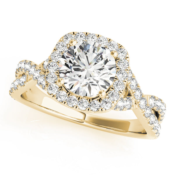 Twisted Split Shank Halo Engagement Ring