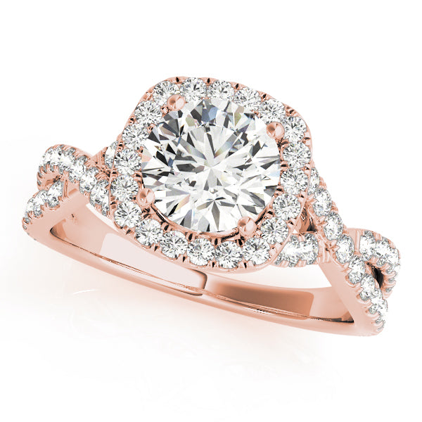 Twisted Split Shank Halo Engagement Ring