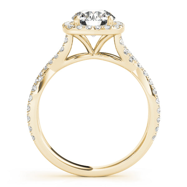 Twisted Split Shank Halo Engagement Ring