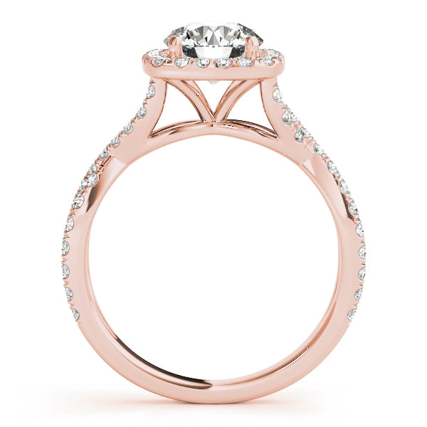 Twisted Split Shank Halo Engagement Ring
