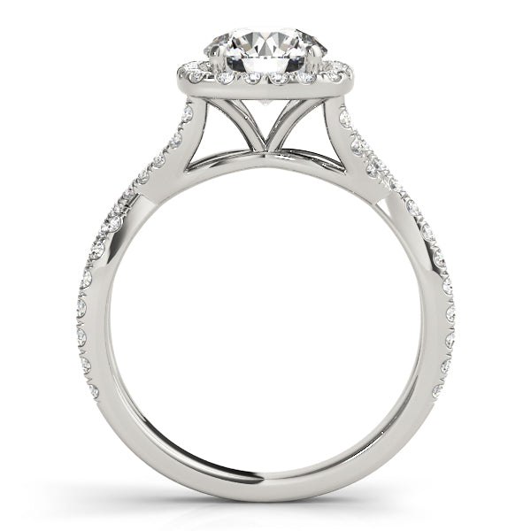 Twisted Split Shank Halo Engagement Ring