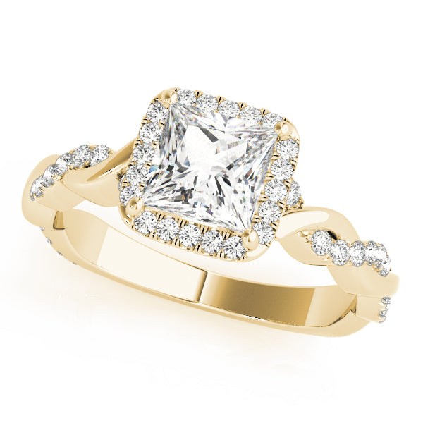 Braided Shank Prong Set Halo Engagement Ring