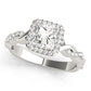 Braided Shank Prong Set Halo Engagement Ring