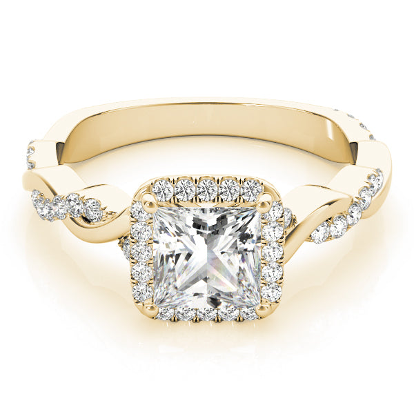 Braided Shank Prong Set Halo Engagement Ring