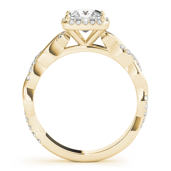 Braided Shank Prong Set Halo Engagement Ring