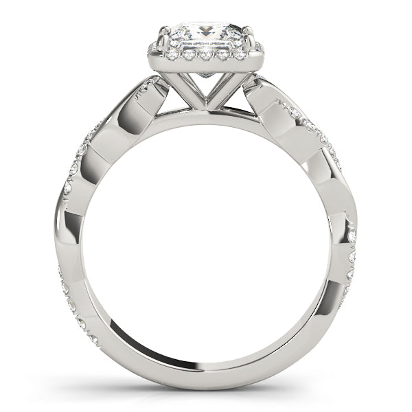 Braided Shank Prong Set Halo Engagement Ring