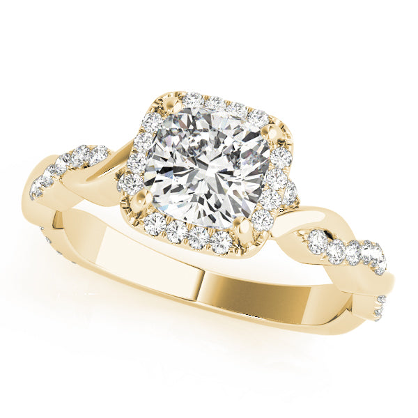 Twisted Shank Halo Cushion Shape Engagement Rings