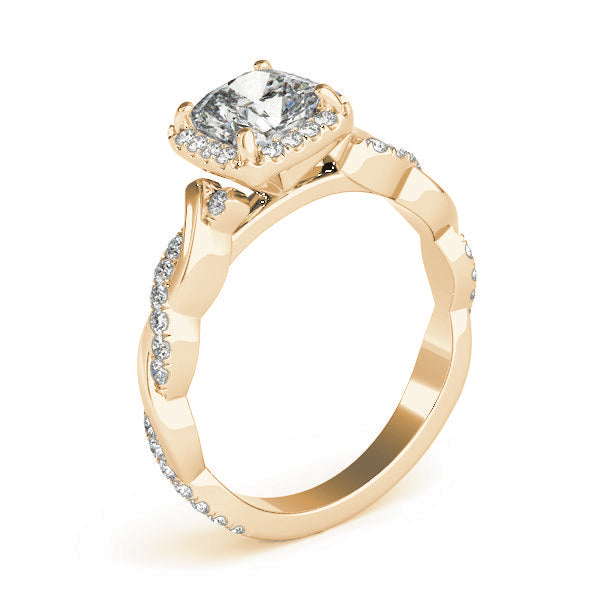 Twisted Shank Halo Cushion Shape Engagement Rings