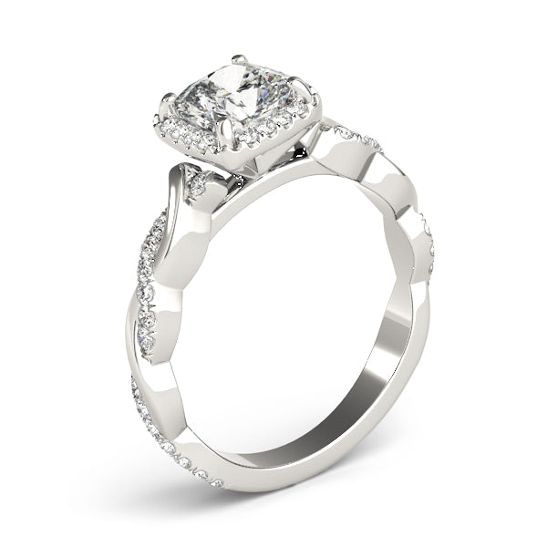 Twisted Shank Halo Cushion Shape Engagement Rings