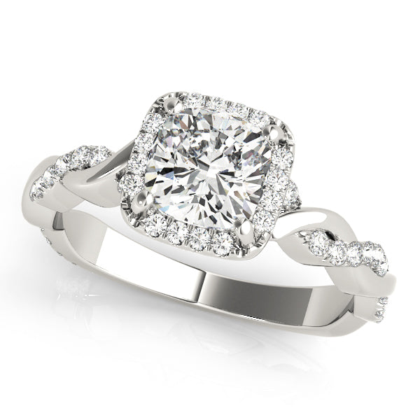 Twisted Shank Halo Cushion Shape Engagement Rings