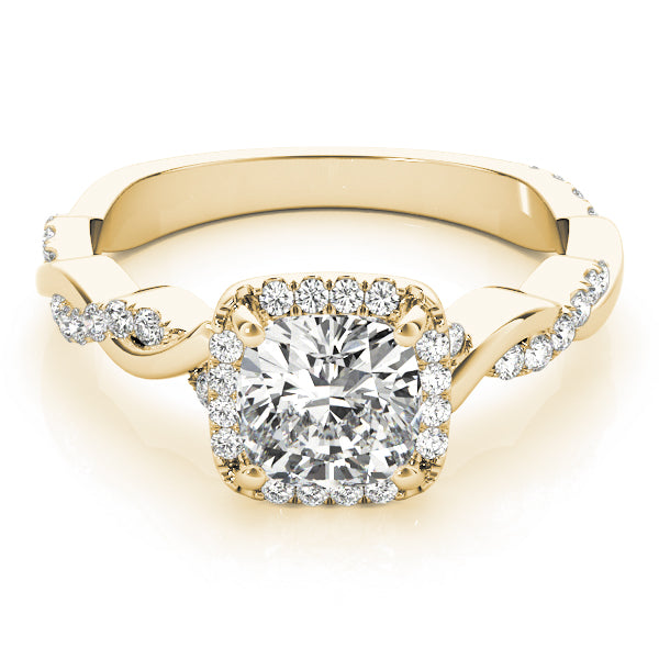 Twisted Shank Halo Cushion Shape Engagement Rings