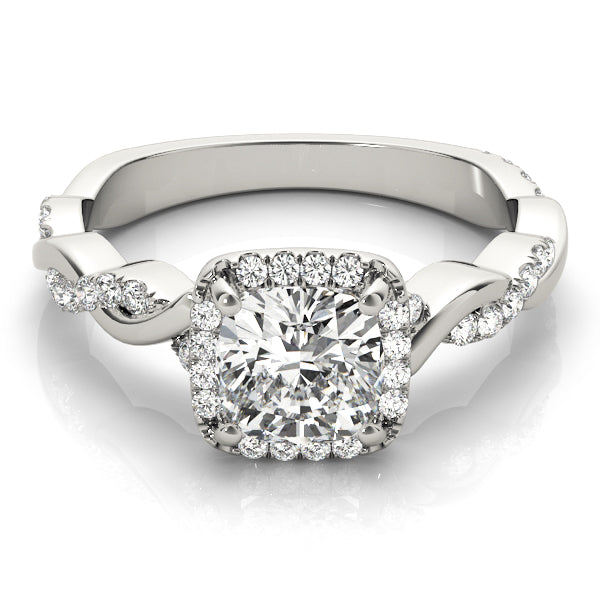 Twisted Shank Halo Cushion Shape Engagement Rings