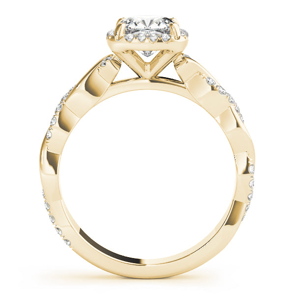 Twisted Shank Halo Cushion Shape Engagement Rings