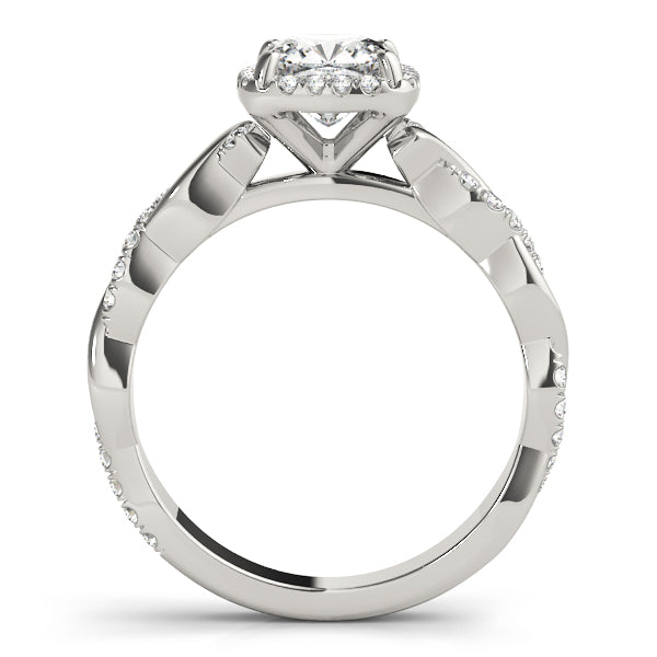 Twisted Shank Halo Cushion Shape Engagement Rings