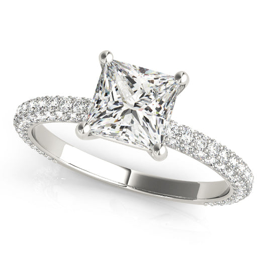 Pavé Princess Cut Engagement Ring