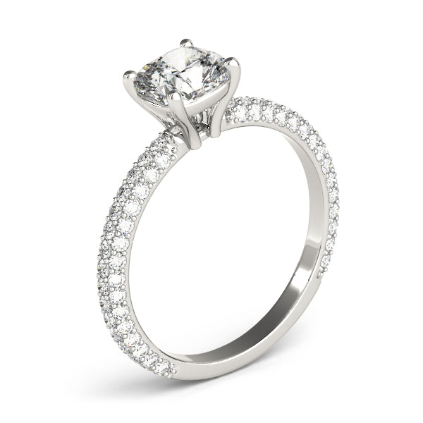 Pavé Set With Cushion Peg-Head Engagement Ring