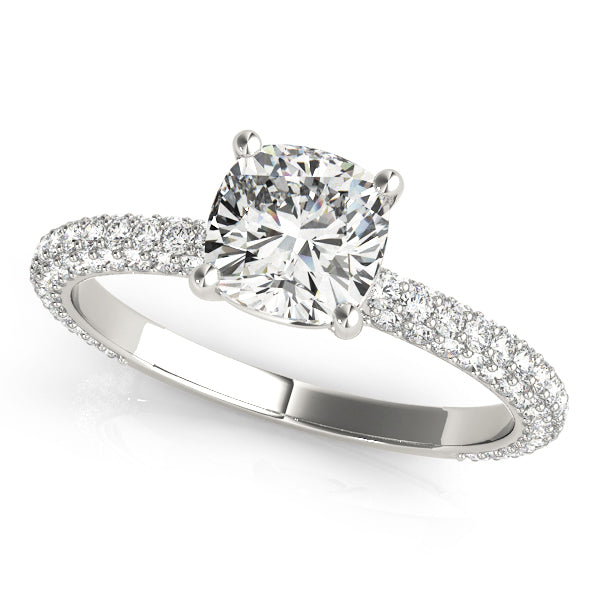 Pavé Set With Cushion Peg-Head Engagement Ring