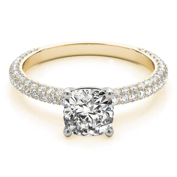 Pavé Set With Cushion Peg-Head Engagement Ring